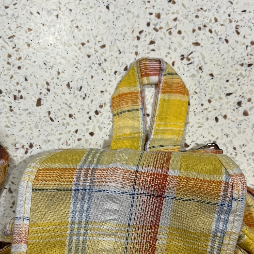 Roxy Yellow, Orange and Light Blue Plaid Cinch Mini Backpack - Picture 7 of 11